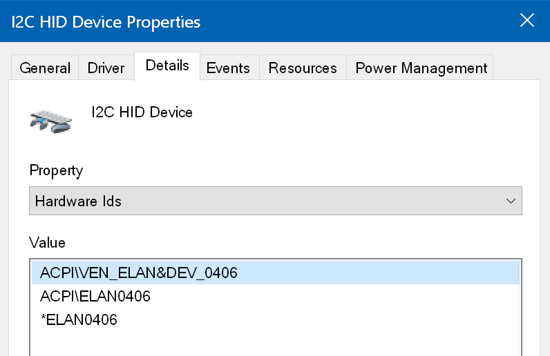 I2C device info